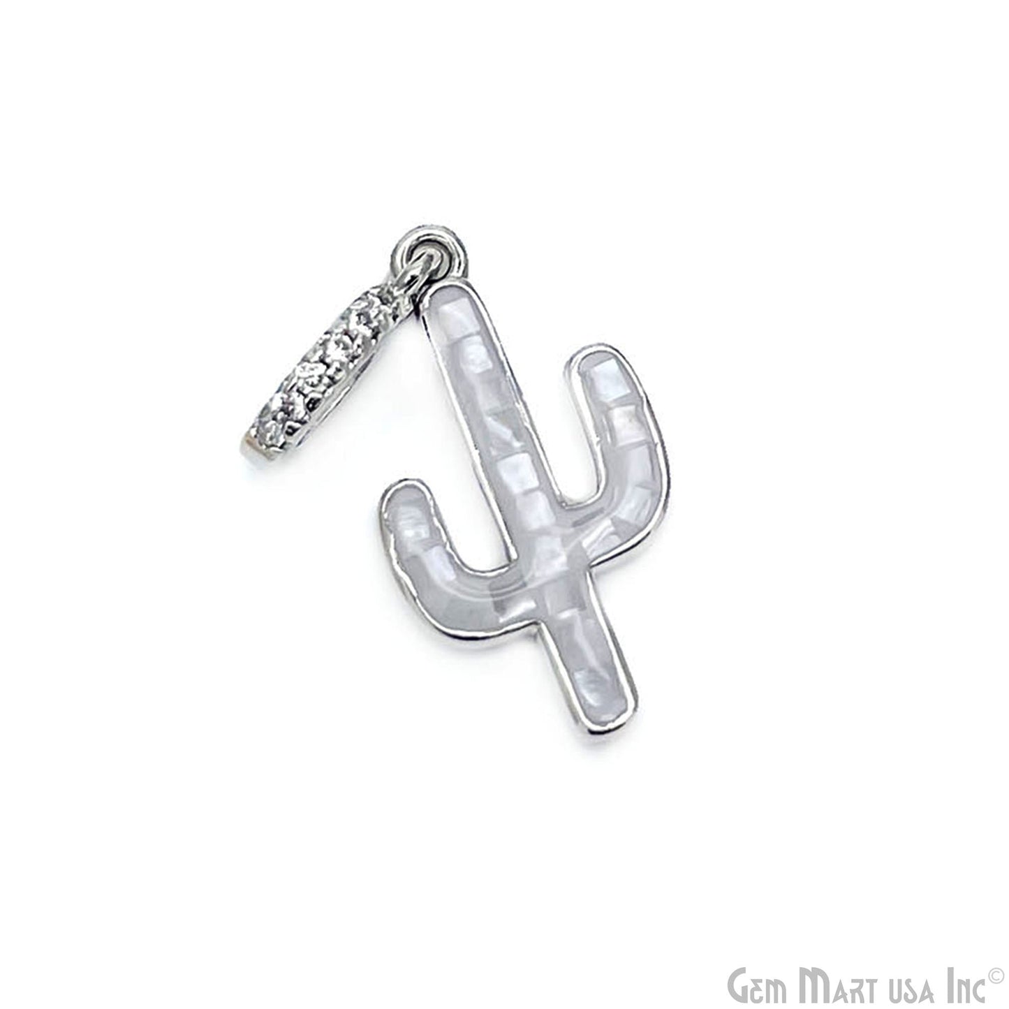 Shell Cactus Charm Pendant 30x12mm Single Bail Bracelet Charm Jewelry GemMartUSA