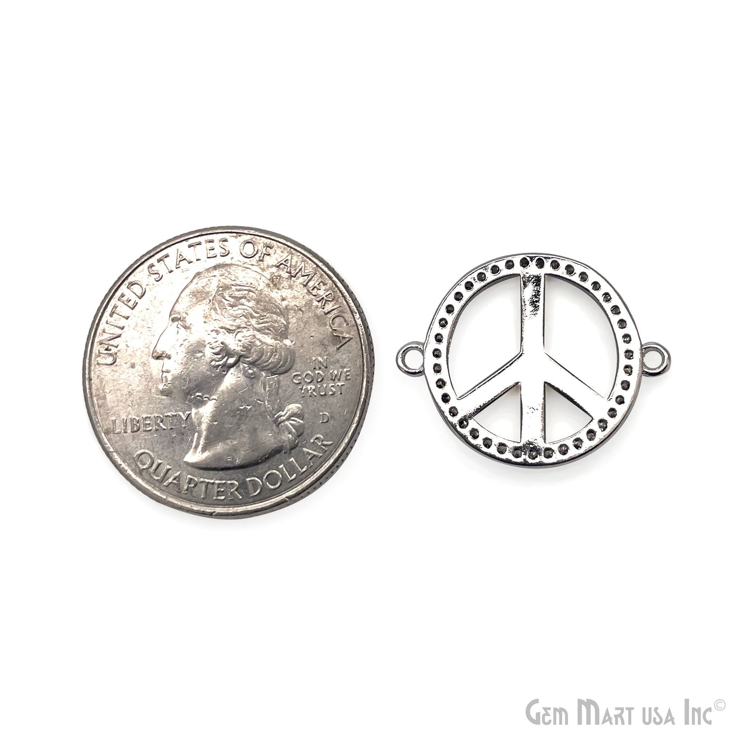 Peace Shape 18mm Cubic Zircon Round Double Bail Connector Pendant Charm Jewelry GemMartUSA