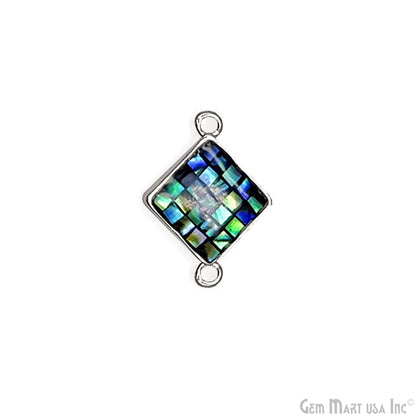 Shell Square Shape 14mm Double Bail Connector Charm Jewelry GemMartUSA