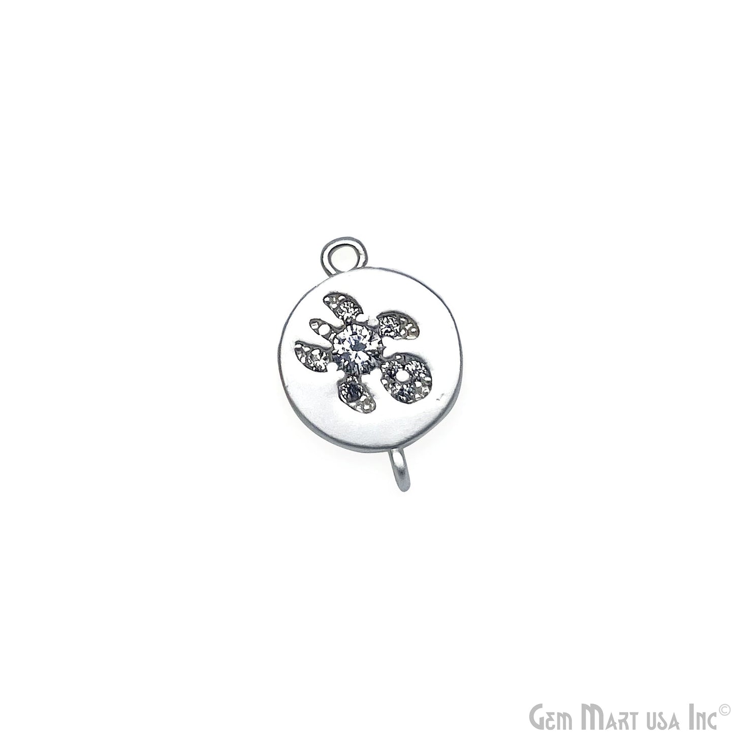 CZ Round Charm Pendant 13x9mm Double Bail Bracelet Charm Jewelry GemMartUSA