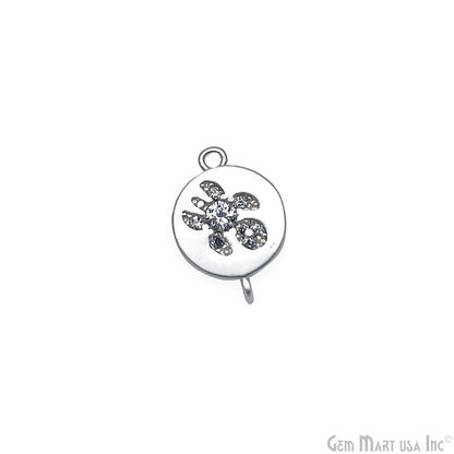 CZ Round Charm Pendant 13x9mm Double Bail Bracelet Charm Jewelry GemMartUSA