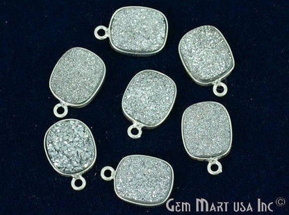 Clearance Titanium Druzy 10x12mm Octagon Silver Single Bail Bezel Gemstone Connector