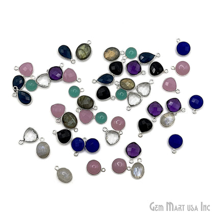 Silver Plated Pendant Bulk Lot, Single Bail Bezel Gemstones, Jewelry Making Supplies, DIY Jewelry Starter Kit, 18 pcs Craft Pack, GemMartUSA