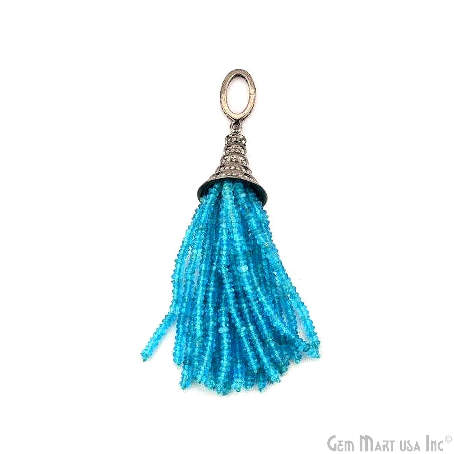 Black Plated Diamond Cap Tassel Dangle Pendant (TP)