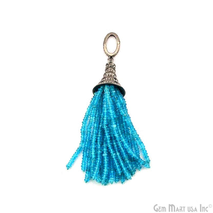 Black Plated Diamond Cap Tassel Dangle Pendant (TP)