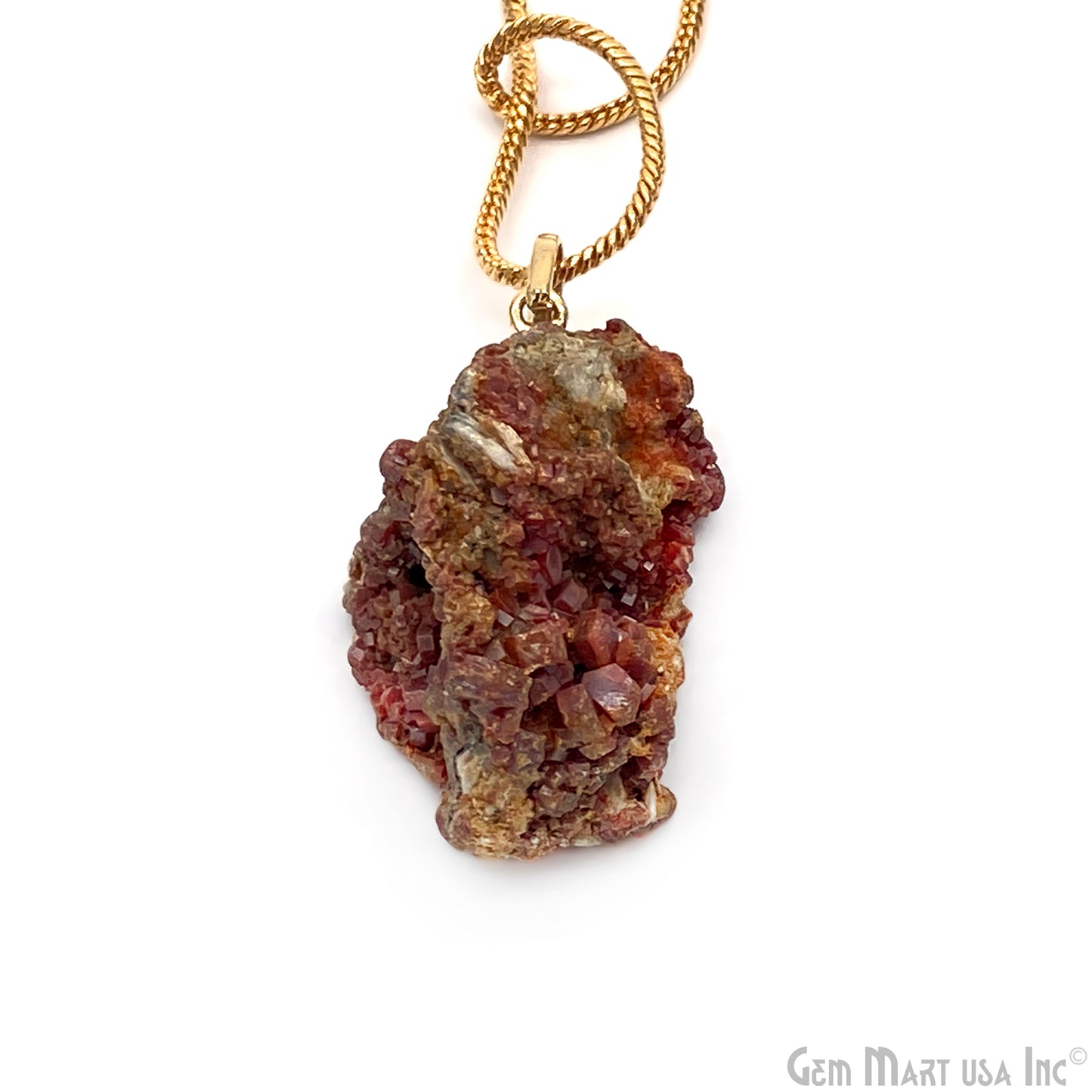 Vanadinite Rough Pendant Free Form Shape 40x27mm Single Gold Bail Pendant