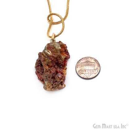 Vanadinite Rough Pendant Free Form Shape 40x27mm Single Gold Bail Pendant