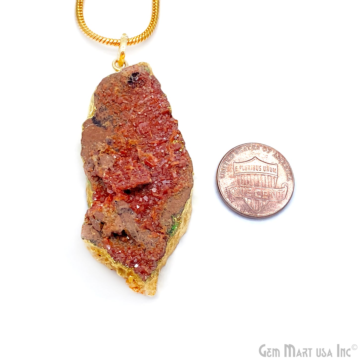 Vanadinite Rough 62x26mm Single Gold Bail Gemstone Pendant