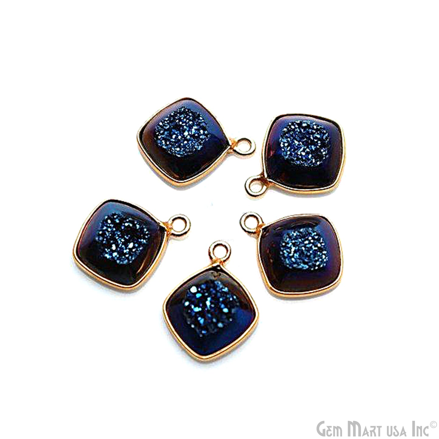 Window Druzy 10mm Cushion Shape Bezel Cave Druzy Gemstone Connector (Pick Your Color, Bail, Plating)
