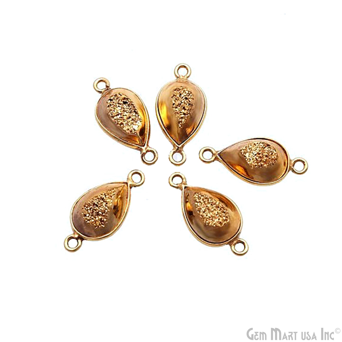 Window Druzy 8x12mm Pears Bezel Cave Druzy Connector (Pick Color, Bail, Plating)
