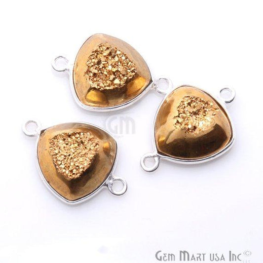 Window Druzy, 12mm Trillion Shape Bezel Cave Druzy Gemstone Connector 1pc Choose Your Style - GemmartUSA