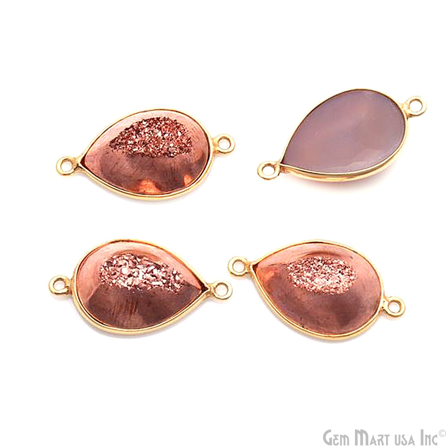 Window Druzy 13x18mm Pears Bezel Cave Druzy Connector (Pick Color, Bail, Plating)