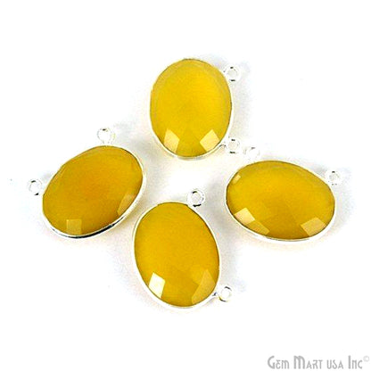 Oval 15x20mm Cat Bail Gemstone Silver Bezel Connector