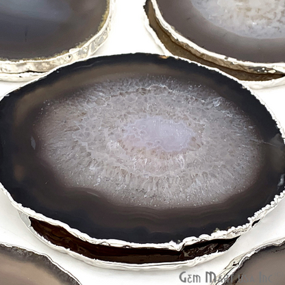 Agate Slice Coaster, Natural Gemstone Coaster, Rock & Crystal Coaster, Organic/Silver/Gold Plated Drinkware