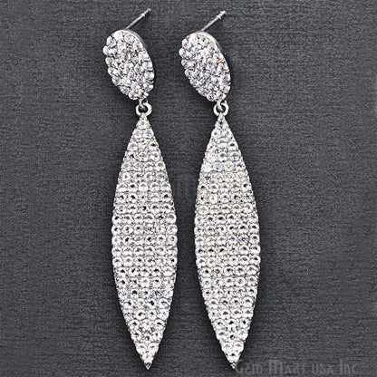 Black Plated Studded With Micro Pave White Topaz Dangle Earring