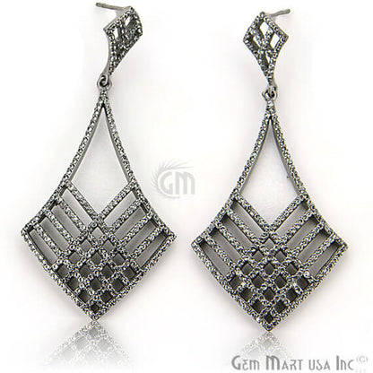 Black Plated Studded With Micro Pave White Topaz Dangle Earring