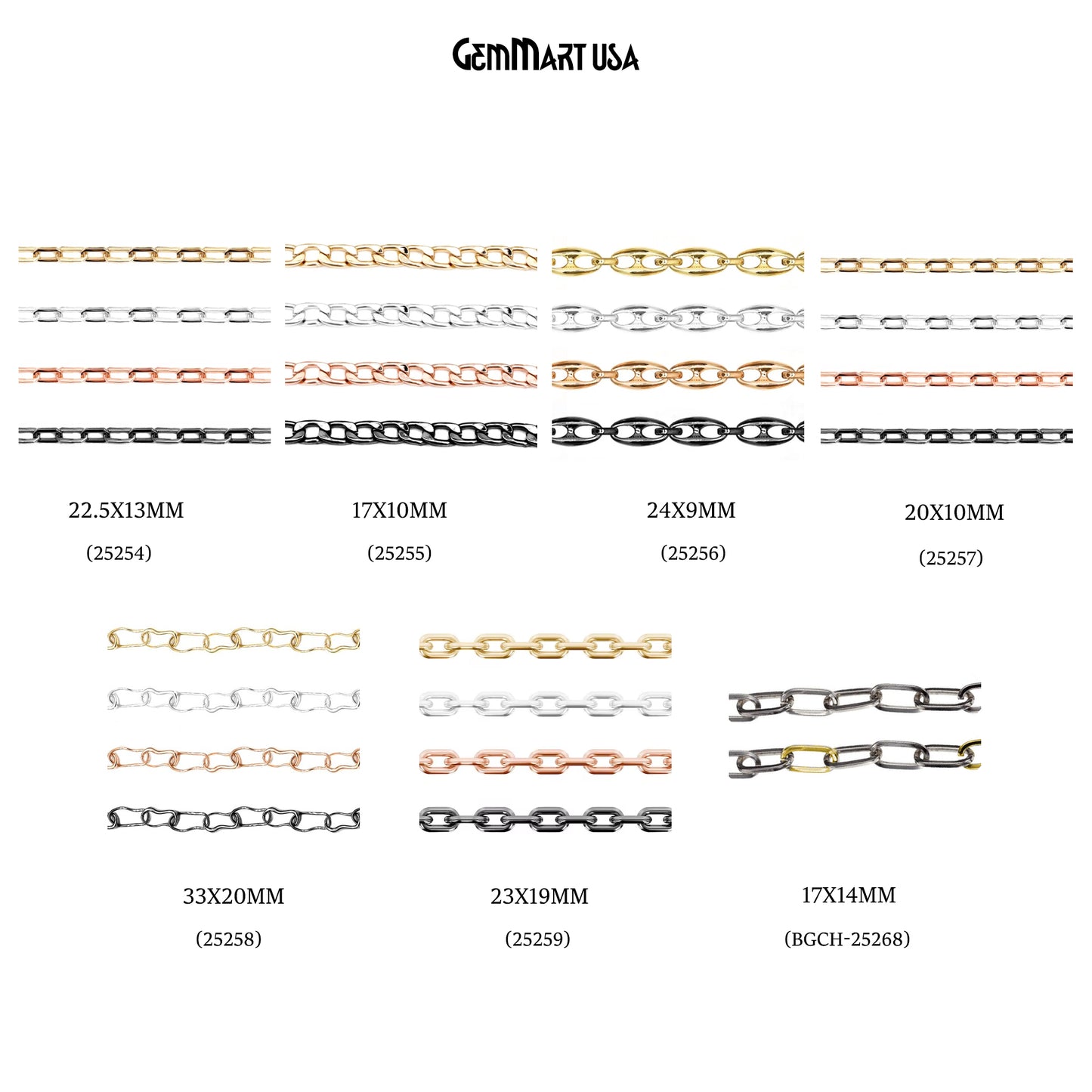 DIY Chain, Link Chain, Purse Chain, Chain Necklace, Curb Chain, Mariner Chain, Figaro Chain, in Gold/Silver/Black/Rose Gold