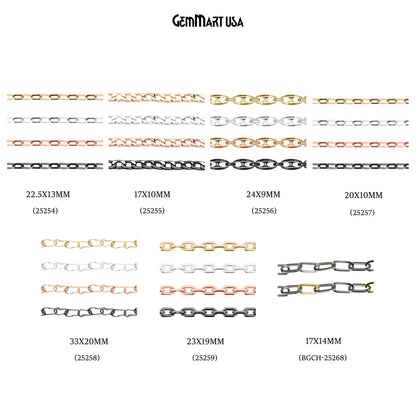DIY Chain, Link Chain, Purse Chain, Chain Necklace, Curb Chain, Mariner Chain, Figaro Chain, in Gold/Silver/Black/Rose Gold