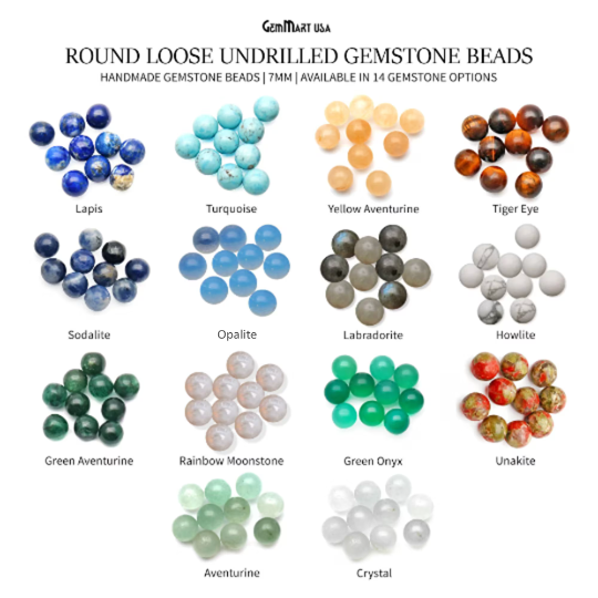 Wholesale Cabochons Gemstones, 100% Natural Precious Gems,  Cabochons Loose Gems, 7mm, Round, 10PC