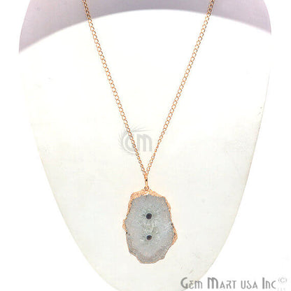 One Of A Kind Druzy Gold Electroplated Necklace Chain Pendant