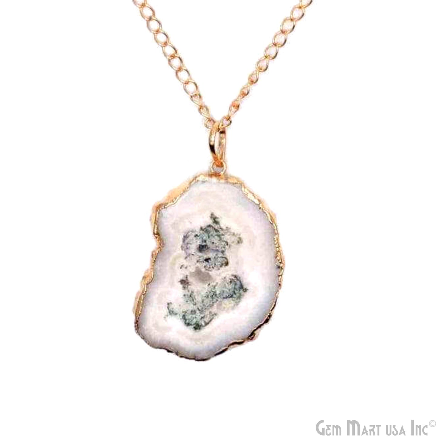 One Of A Kind Druzy Gold Electroplated Necklace Chain Pendant