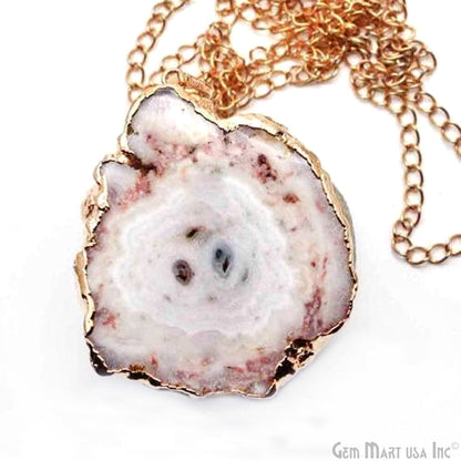 One Of A Kind Druzy Gold Electroplated Necklace Chain Pendant