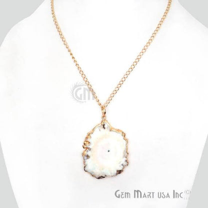 One Of A Kind Druzy Gold Electroplated Necklace Chain Pendant