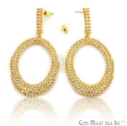 Gold Vermeil Studded With Micro Pave White Topaz Dangle Earring