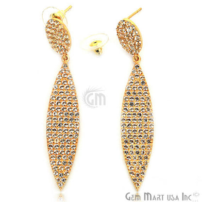 Gold Vermeil Studded With Micro Pave White Topaz Dangle Earring