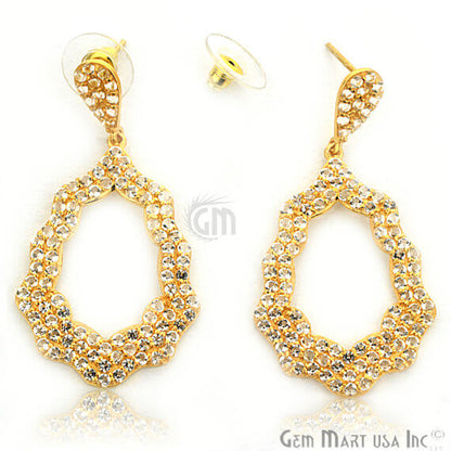 Gold Vermeil Studded With Micro Pave White Topaz Dangle Earring