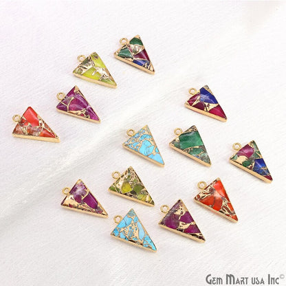 Triangle Mosaic Gemstone Charm 25x15mm Gold Electroplated Single Bail Gemstone Connector