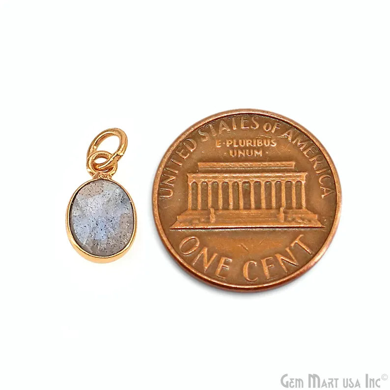 Labradorite Oval 12x7mm Gold Plated Single Bail Bezel Gemstone Connector