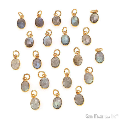 Labradorite Oval 12x7mm Gold Plated Single Bail Bezel Gemstone Connector