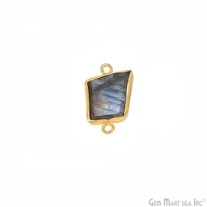 Labradorite Rough Gemstone 23x13mm Gold Plated Double Bail Charm Connector