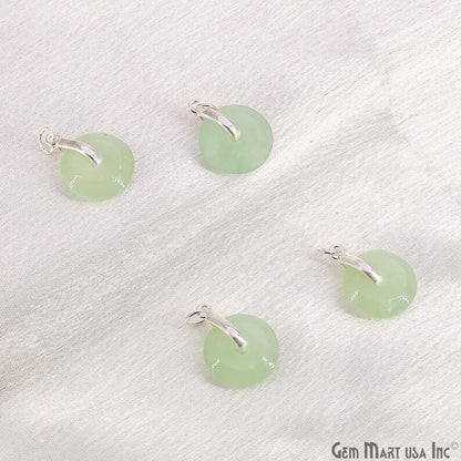 Prehnite Round Shape 21x15mm Sterling Silver Single Bail Gemstone Pendant