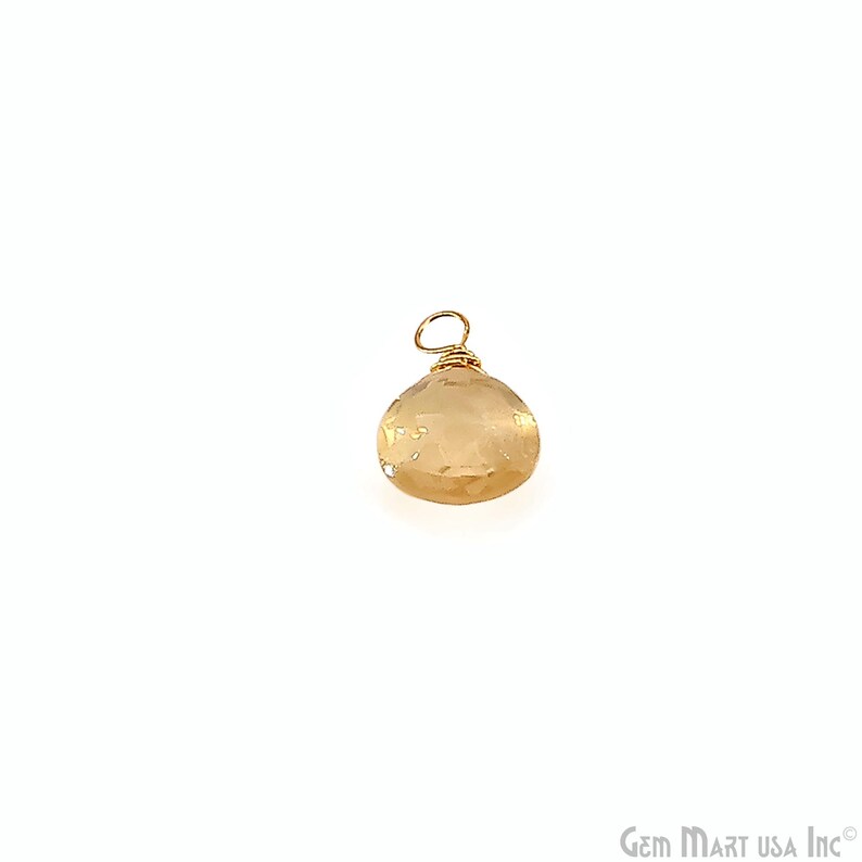 Citrine Drop 11x7mm Gold Wire Wrapped Single Bail Connector