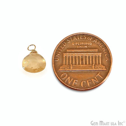 Citrine Drop 11x7mm Gold Wire Wrapped Single Bail Connector