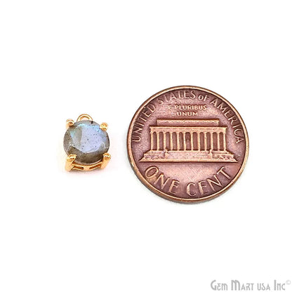Labradorite Prong Setting Round 7mm Gold Plated Gemstone Connector