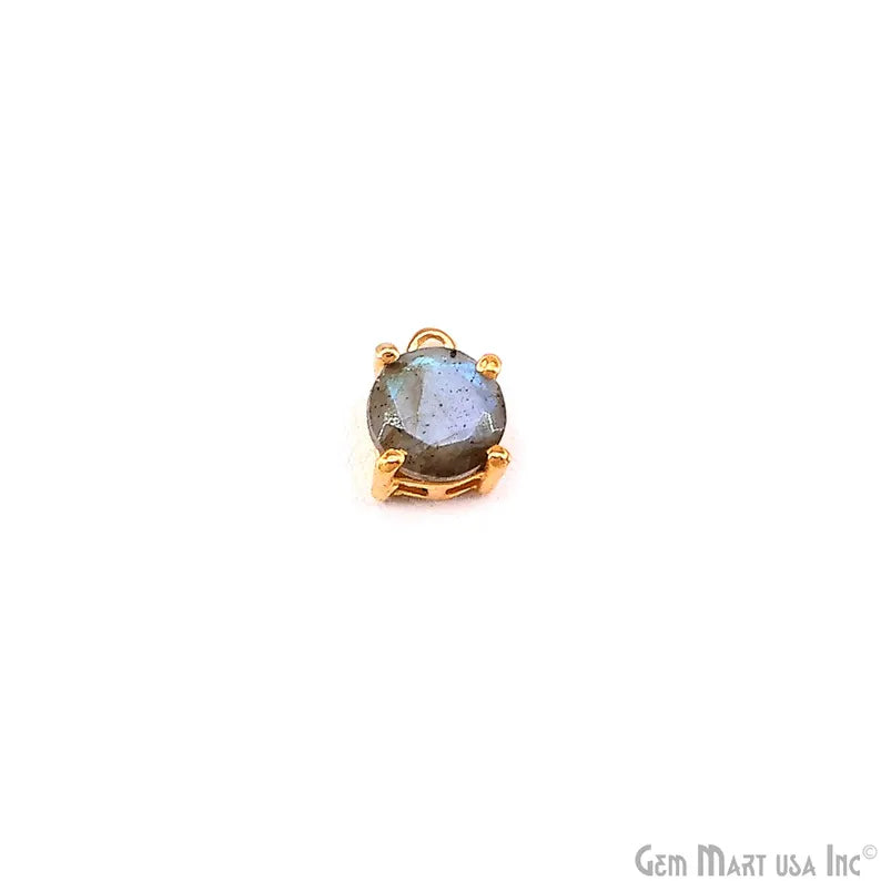 Labradorite Prong Setting Round 7mm Gold Plated Gemstone Connector