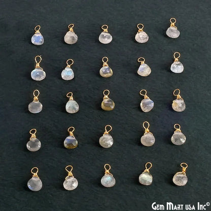 Labradorite Drop 9x5mm Gold Wire Wrapped Single Bail Connector