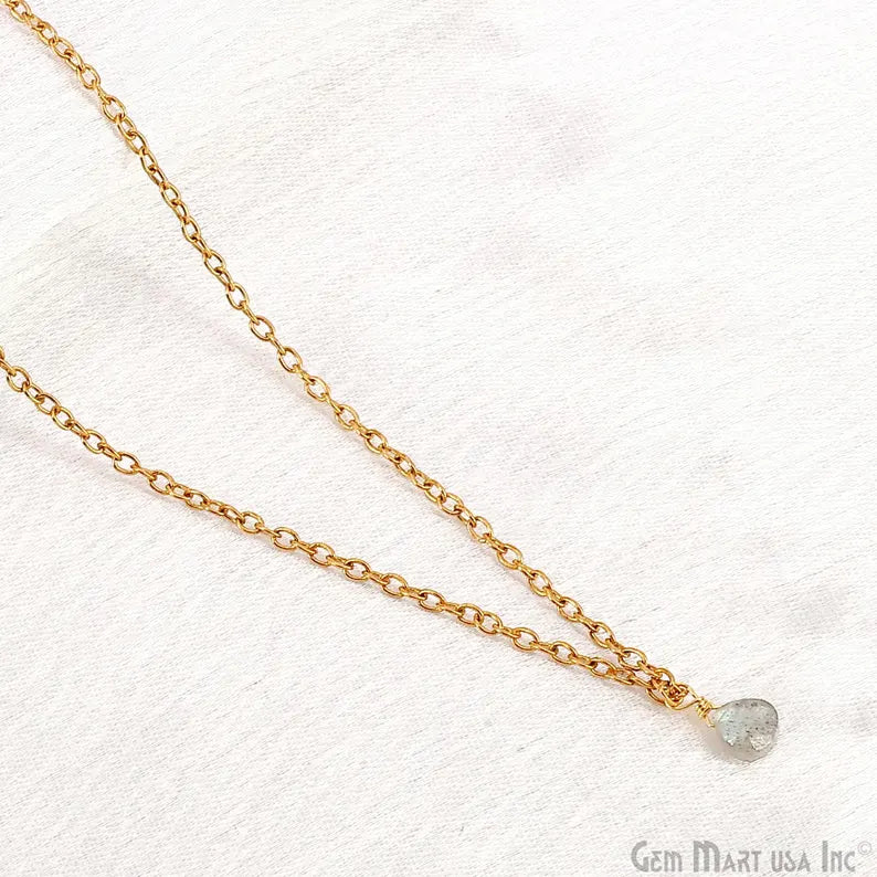 Labradorite Drop 9x5mm Gold Wire Wrapped Single Bail Connector
