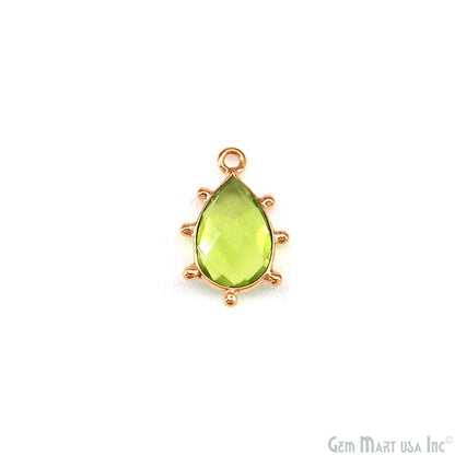 Peridot Pears 17x11mm Gold Plated Single Bail Bezel Gemstone Connector