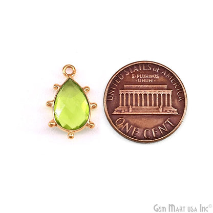 Peridot Pears 17x11mm Gold Plated Single Bail Bezel Gemstone Connector