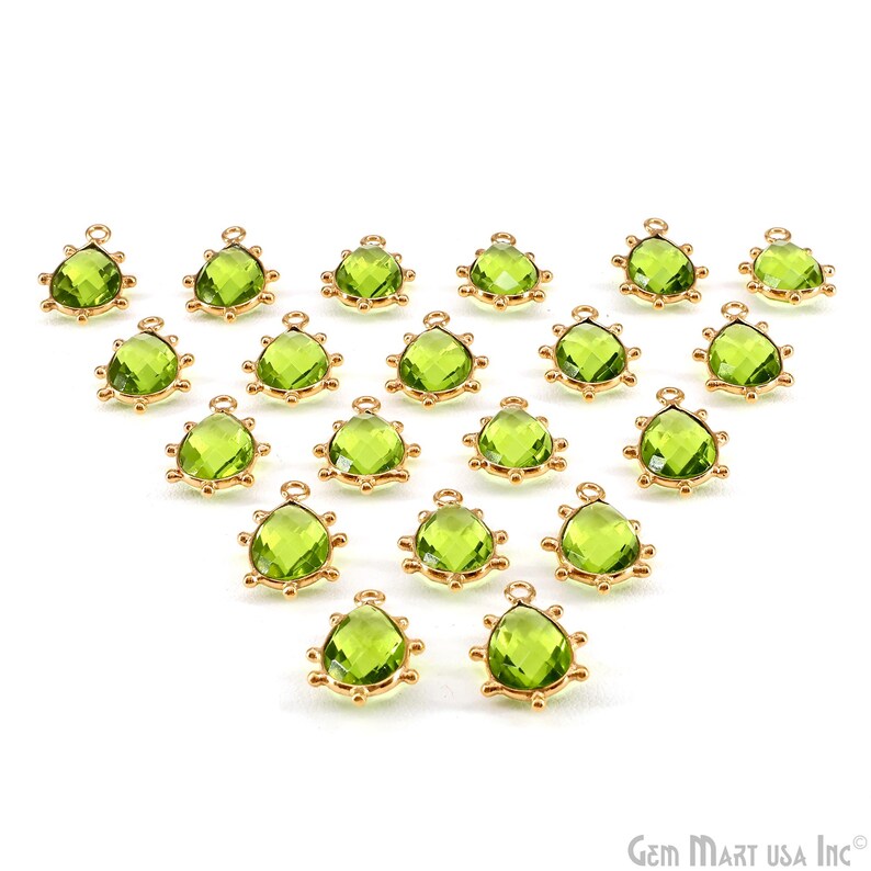 Peridot Pears 17x11mm Gold Plated Single Bail Bezel Gemstone Connector