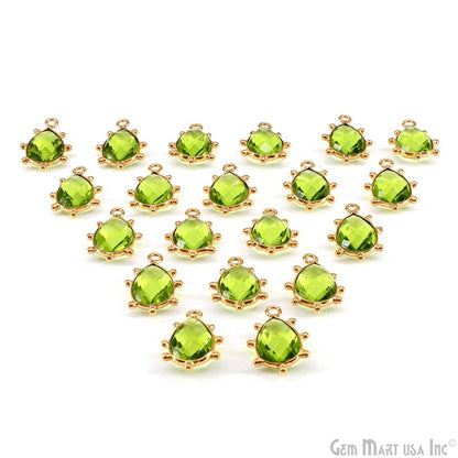 Peridot Pears 17x11mm Gold Plated Single Bail Bezel Gemstone Connector