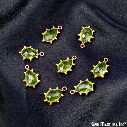 Peridot Pears 17x11mm Gold Plated Single Bail Bezel Gemstone Connector