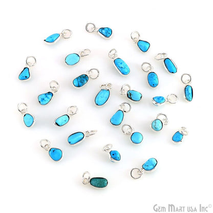 Turquoise Free Form 11x5mm Silver Plated Single Bail Bezel Gemstone Connector