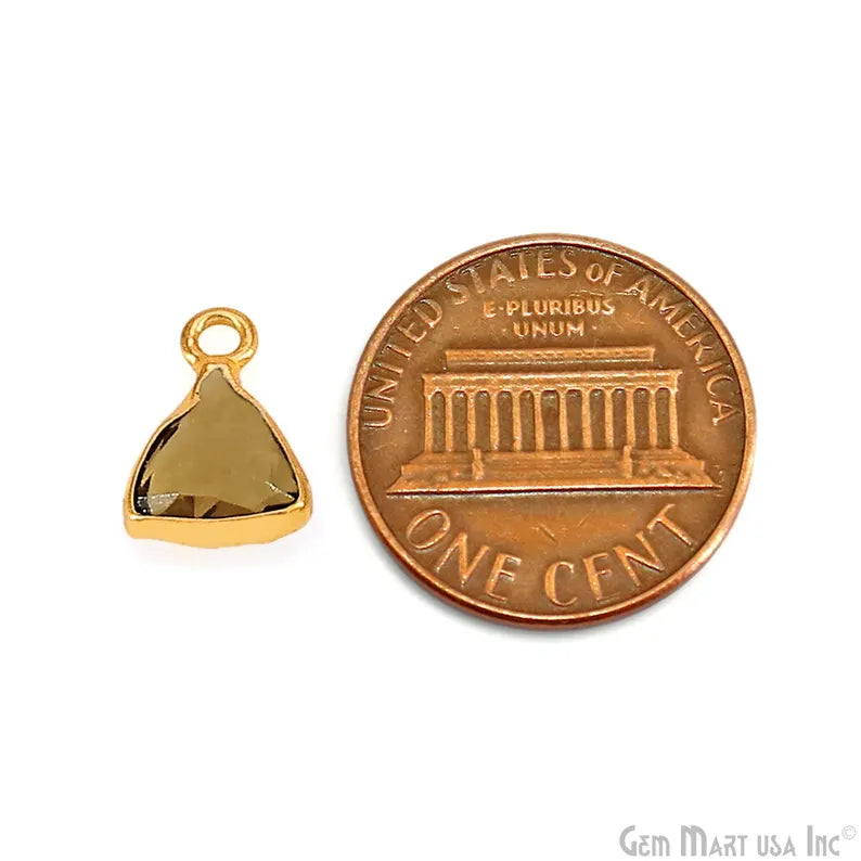Smoky Topaz Trillion 8mm Gold Plated Single Bail Bezel Gemstone Connector