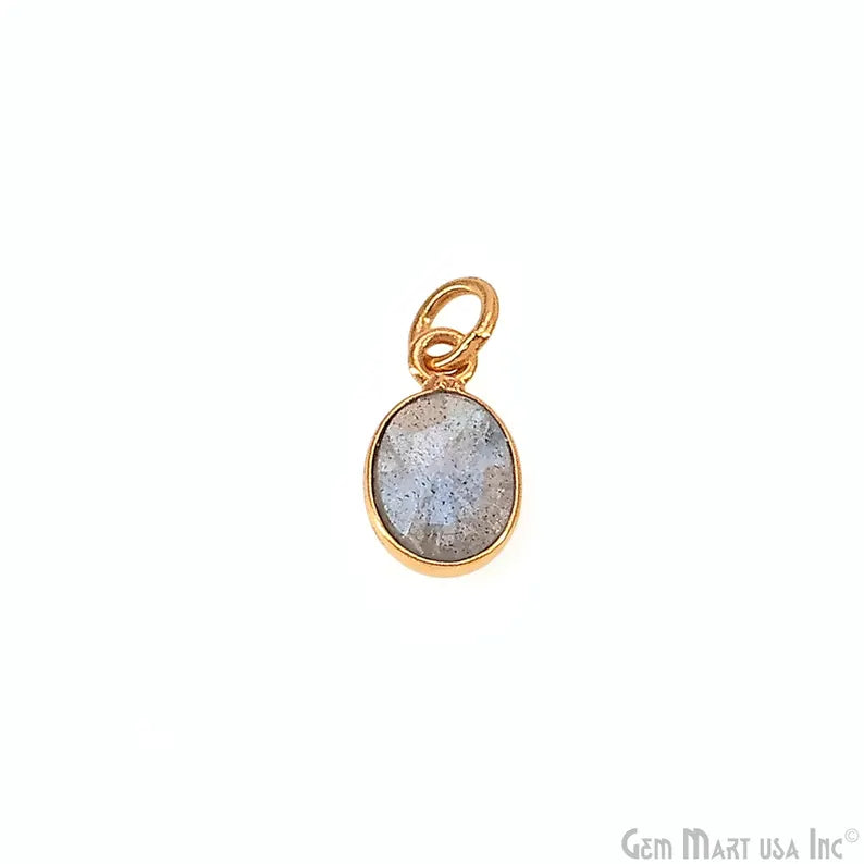 Labradorite Oval 12x7mm Gold Plated Single Bail Bezel Gemstone Connector