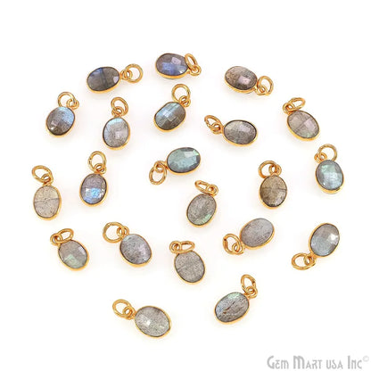 Labradorite Oval 12x7mm Gold Plated Single Bail Bezel Gemstone Connector